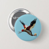 Badge Rond 5 Cm La grue couronnée sud-africaine en plein vol (Devant & derrière)