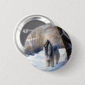 Badge Rond 5 Cm La Hanche Afghane Laisser Neige Noël (Devant & derrière)