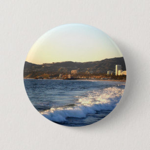 Badge Rond 5 Cm La jetée Père Noël Monica vue sur Venice Beach