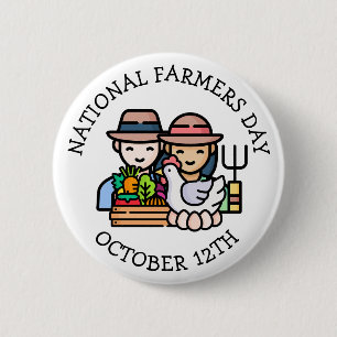 Badge Rond 5 Cm La Journée nationale des agriculteurs a lieu le 12