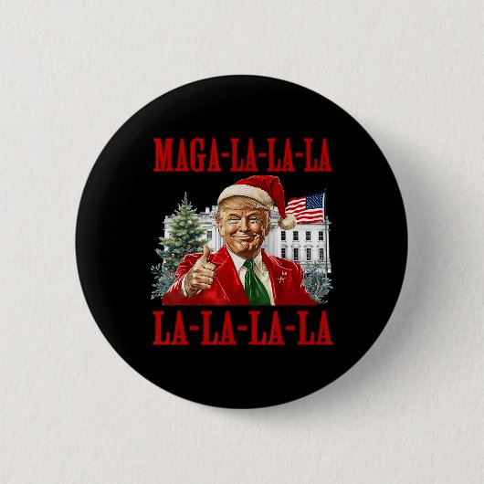 Badge Rond 5 Cm La La Donald Trump Potus 47 Swea de Noël laid (Devant)