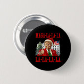 Badge Rond 5 Cm La La Donald Trump Potus 47 Swea de Noël laid (Devant & derrière)