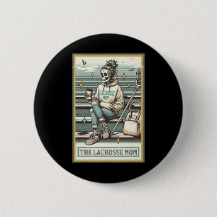 Badge Rond 5 Cm La Lacrosse Maman Squelette Carte Tarot Drôle Mère