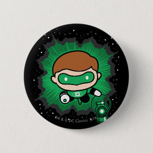 Badge Rond 5 Cm La lanterne verte de Chibi traverse l'espace