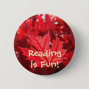 Badge Rond 5 Cm La lecture est amusante ! boutons écoliers enfants