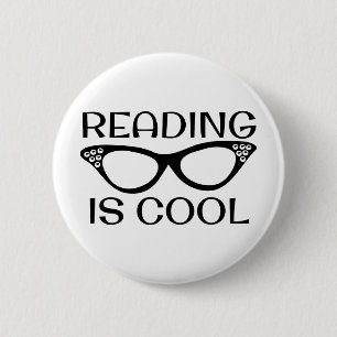 Badge Rond 5 Cm La lecture est bouton frais avec des verres de