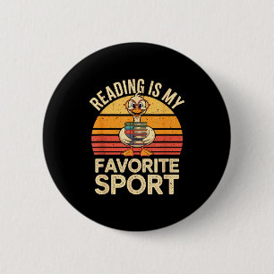 Badge Rond 5 Cm La lecture est le sport favori de l'oie drôle bibl