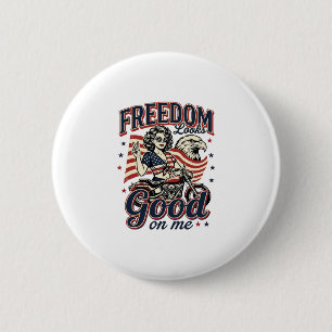 Badge Rond 5 Cm La liberté a l'air bien Patriote Vintage Eagle