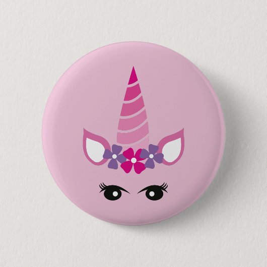 Badge Rond 5 Cm La licorne rose (Devant)