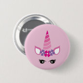 Badge Rond 5 Cm La licorne rose (Devant & derrière)