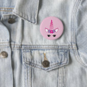 Badge Rond 5 Cm La licorne rose (En situation)