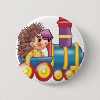 Badge Rond 5 Cm la locomotive et le hérisson