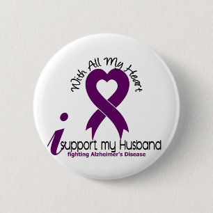 Badge Rond 5 Cm La maladie d'Alzheimers je soutiens mon mari