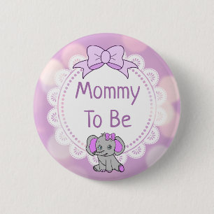 Badge Rond 5 Cm La maman à thème éléphante pour être Baby shower