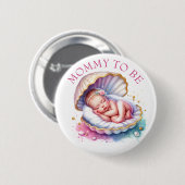 Badge Rond 5 Cm La maman Baby shower de la fille côtière (Devant & derrière)