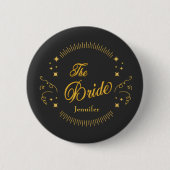 Badge Rond 5 Cm La mariée or noir élégant personnaliser mariage (Devant)