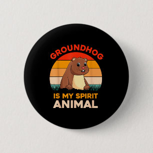 Badge Rond 5 Cm La Marmotte Est Mon Animal Spirituel Rétro Jour De