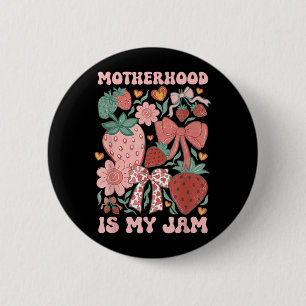Badge Rond 5 Cm La maternité est Jam Boho fraise Graphique Mamans