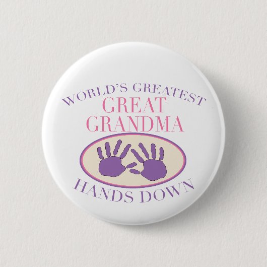 Badge Rond 5 Cm La meilleure grande grand-maman remet vers le bas (Devant)