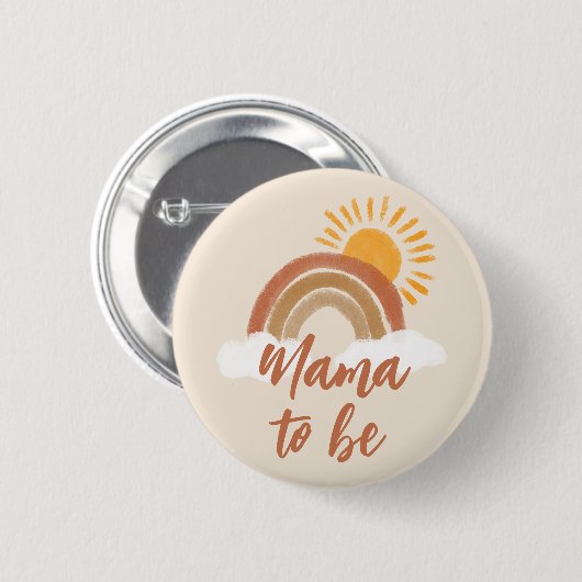 Badge Rond 5 Cm La mère bohémienne neutre pour être Baby shower Ti (Devant & derrière)