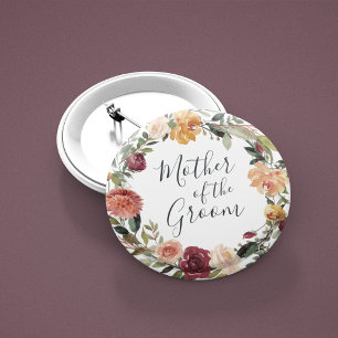 Badge Rond 5 Cm La mère de la chambre en fleur rustique