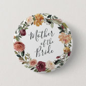 Badge Rond 5 Cm La mère de la mariée en fleur rustique (Devant)