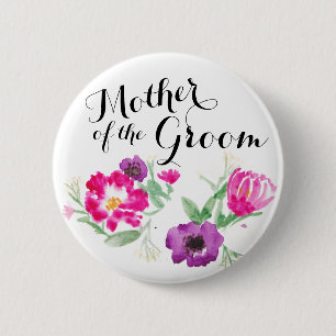 Badge Rond 5 Cm La mère de l'aquarelle de marié fleurit le bouto