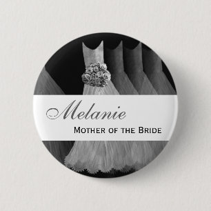 Badge Rond 5 Cm La MÈRE de l'argent de JEUNE MARIÉE habille V1