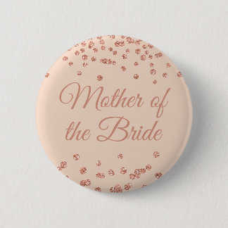 Badge Rond 5 Cm La mère des confettis roses d'or de jeune mariée
