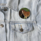 Badge Rond 5 Cm La miniature pouline dans l'herbe (En situation)
