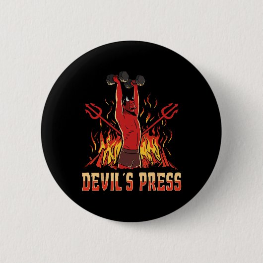 Badge Rond 5 Cm La musculation de la presse de Satan Devil (Devant)