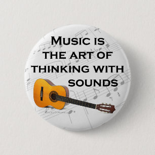 Badge Rond 5 Cm La musique pense avec la guitare saine