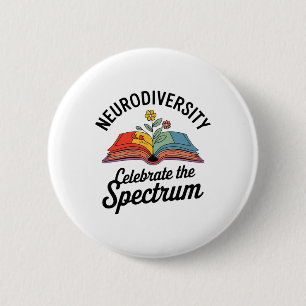 Badge Rond 5 Cm La Neurodiversité Célèbre Le Spectre Livre Autisme