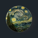 Badge Rond 5 Cm La nuit étoilée de Vincent van Gogh (1889)<br><div class="desc">Une oeuvre d'art classique qui est passée dans le domaine public et fait de merveilleux cadeaux et d'autres produits. Van Gogh a écrit un jour : "Il me semble souvent que la nuit est encore plus colorée que le jour; teintes des plus intenses violets, bleus et verts. Si seulement vous...</div>