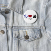 Badge Rond 5 Cm La paix, amour, adoptent (En situation)