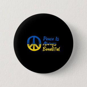 Badge Rond 5 Cm La Paix Avec Le Soutien De L'Ukraine