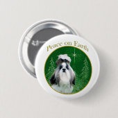 Badge Rond 5 Cm La paix de Shih Tzu sur Terre - Bouton (Devant & derrière)
