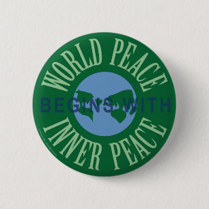 Badge Rond 5 Cm La paix du monde commence par le bouton intérieur