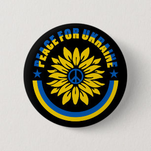Badge Rond 5 Cm La Paix Pour L'Ukraine Tournesol Zelensky