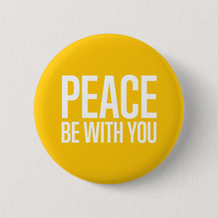 Badge Rond 5 Cm La paix soit avec vous - jaune