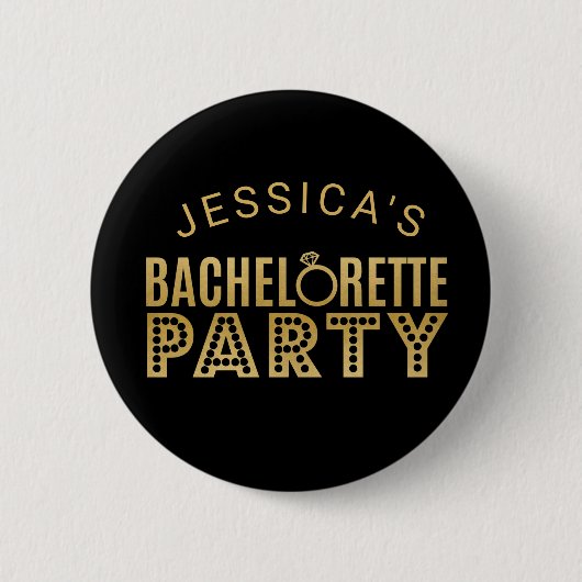 Badge Rond 5 Cm La partie nuptiale de Bachelorette d'or de partie (Devant)