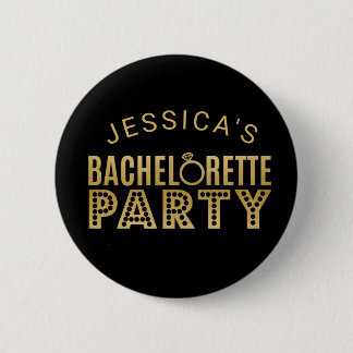 Badge Rond 5 Cm La partie nuptiale de Bachelorette d'or de partie