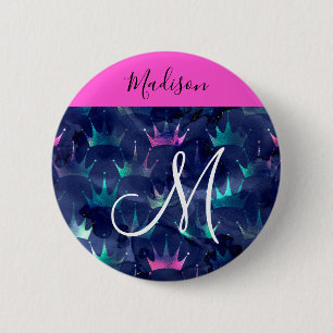 Badge Rond 5 Cm La Parties scintillant rose-chaud étincelle le mon