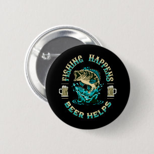 Badge Rond 5 Cm La Pêche Arrive. La bière aide !