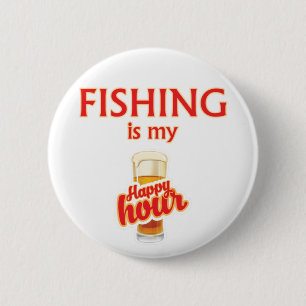 Badge Rond 5 Cm La Pêche Est Mon Heureuse Heure