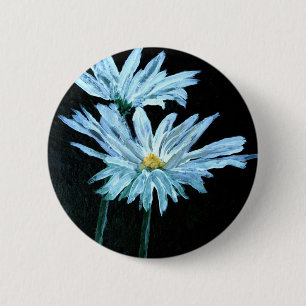 Badge Rond 5 Cm la peinture à l'huile de la marguerite blanche
