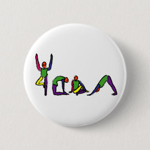 Badge Rond 5 Cm La peinture du yoga pose le YOGA d'orthographe