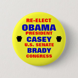 Badge Rond 5 Cm La Pennsylvanie pour Obama Casey Brady