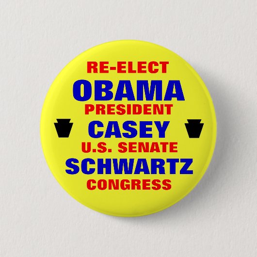 Badge Rond 5 Cm La Pennsylvanie pour Obama Casey Schwartz (Devant)
