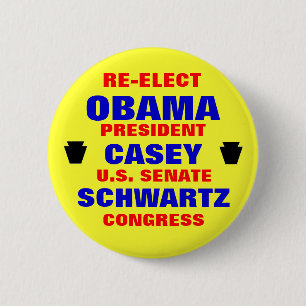Badge Rond 5 Cm La Pennsylvanie pour Obama Casey Schwartz